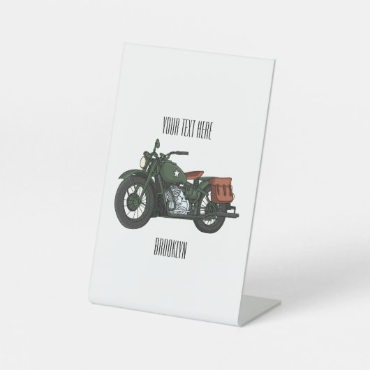 軍隊クルーザーのモーターサイクルイラストレーション 台座サイン (正面)