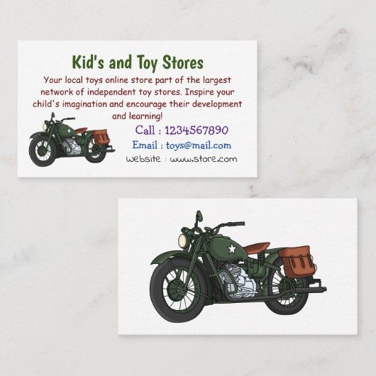 軍隊クルーザーのモーターサイクルイラストレーション 名刺 (正面/裏面)