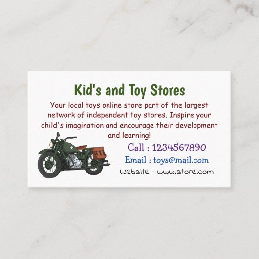 軍隊クルーザーのモーターサイクルイラストレーション 名刺 (正面)