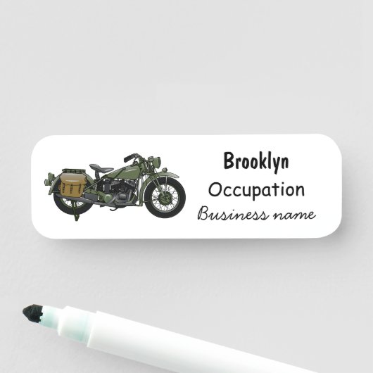 軍隊クルーザーのモーターサイクルイラストレーション 名札 (インサイチュ)