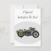 軍隊クルーザーのモーターサイクルイラストレーション 招待状 (裏面)
