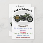 軍隊クルーザーのモーターサイクルイラストレーション 招待状 (正面/裏面)