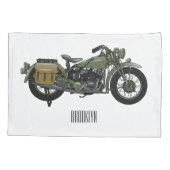 軍隊クルーザーのモーターサイクルイラストレーション 枕カバー (裏面)