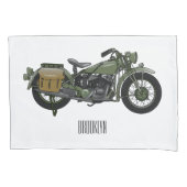 軍隊クルーザーのモーターサイクルイラストレーション 枕カバー (正面)