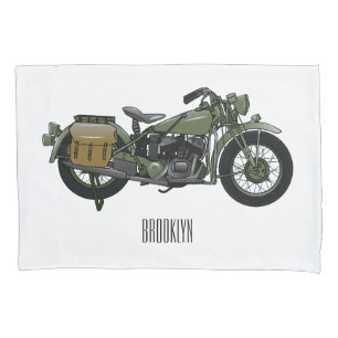 軍隊クルーザーのモーターサイクルイラストレーション 枕カバー