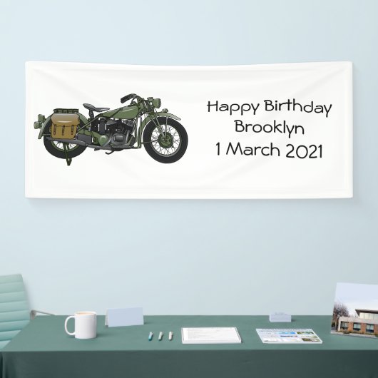 軍隊クルーザーのモーターサイクルイラストレーション 横断幕 (トレードショー)