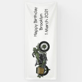 軍隊クルーザーのモーターサイクルイラストレーション 横断幕 (縦)