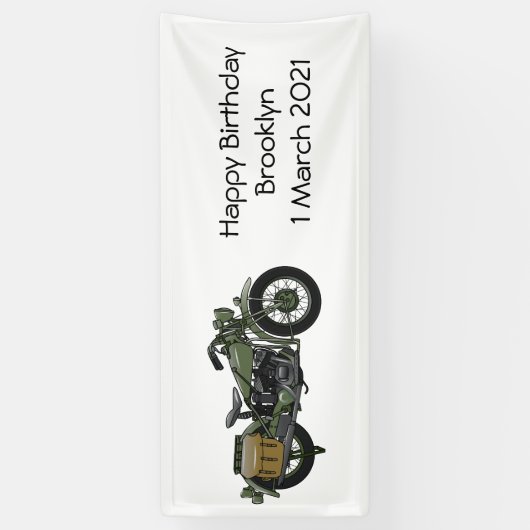 軍隊クルーザーのモーターサイクルイラストレーション 横断幕 (縦)