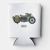 軍隊クルーザーのモーターサイクルイラストレーション 缶クーラー (正面)