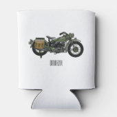 軍隊クルーザーのモーターサイクルイラストレーション 缶クーラー (裏面)