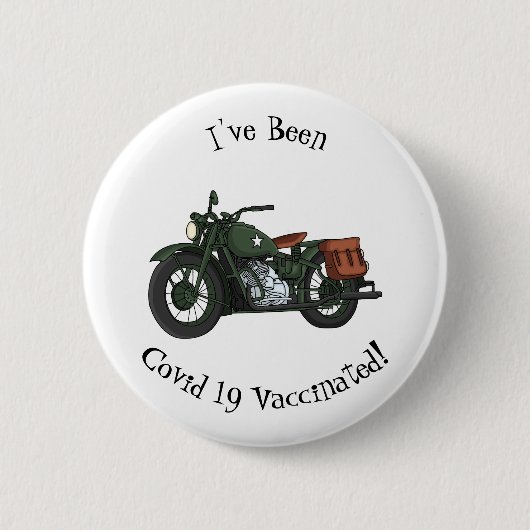 軍隊クルーザーのモーターサイクルイラストレーション 缶バッジ (正面)
