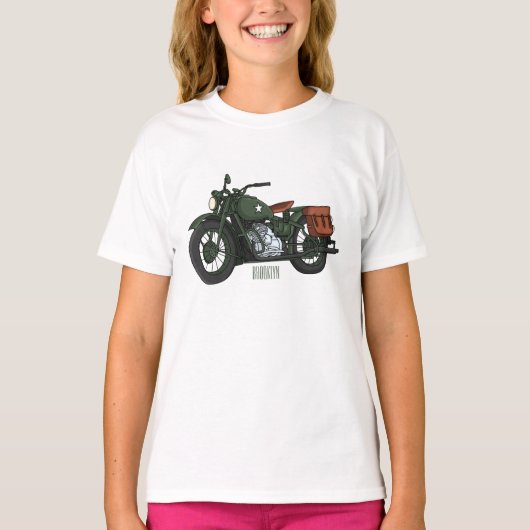 軍隊クルーザーのモーターサイクルイラストレーション Tシャツ (正面)