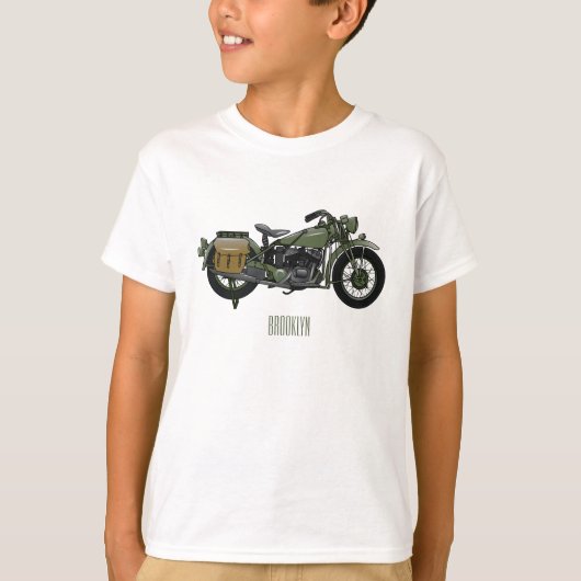 軍隊クルーザーのモーターサイクルイラストレーション Tシャツ (正面)