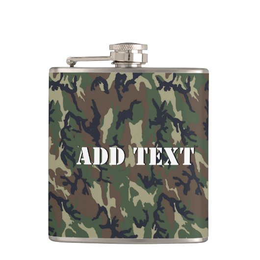 軍隊グリーンカモフラージパターン フラスク (正面)