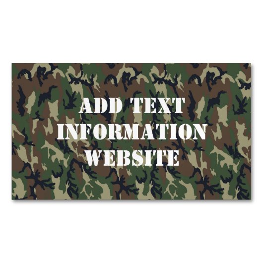 軍隊グリーンカモフラージパターン マグネット名刺 (正面)