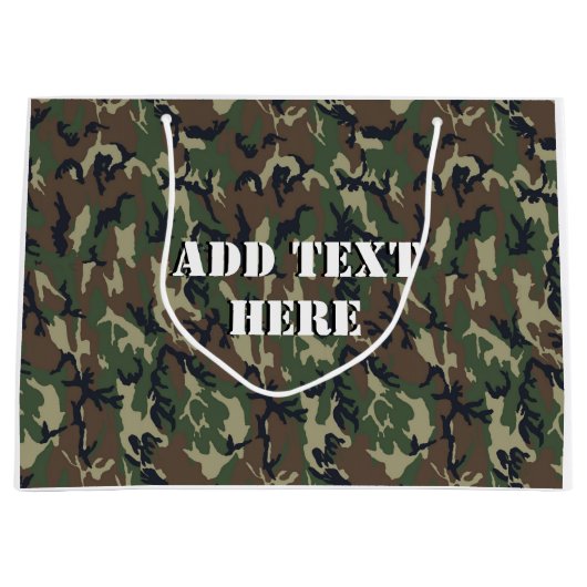 軍隊グリーンカモフラージパターン ラージペーパーバッグ (正面)