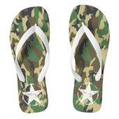 軍隊グリーンカモフラージュとホワイトスター ビーチサンダル (フットベッド)
