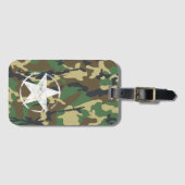 軍隊グリーンカモフラージュとホワイトスター ラゲッジタグ (正面横)