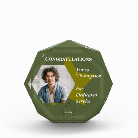 軍隊グリーンサービス賞と金ゴールドスター フォトブロック (正面)