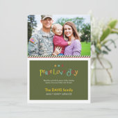 軍隊グリーンダブルサイドホリデーフォトカード シーズンカード (スタンド正面)