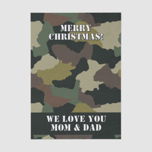 軍隊グリーンブラウンカモフラージメリークリスマス 薄葉紙 (正面)