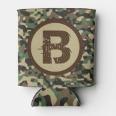 軍隊グリーン迷彩柄 パーソナライズされた 缶クーラー (正面)