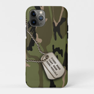 軍隊グリーン迷彩柄(犬用ラベル) iPhone 11 PROケース
