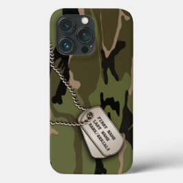 軍隊グリーン迷彩柄(犬用ラベル) iPhone 13 PROケース