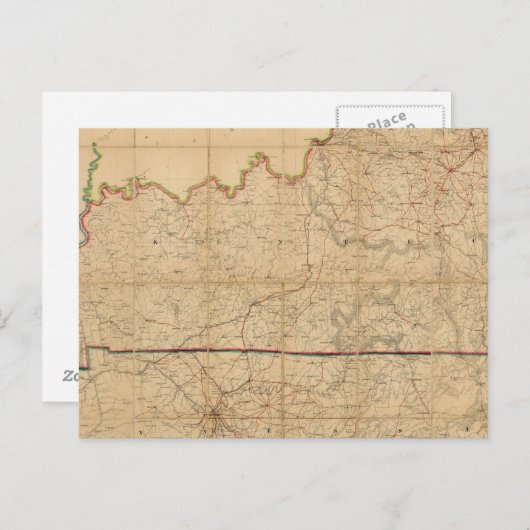 軍隊ケンタッキーの州の地図 ポストカード (正面/裏面)