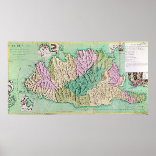 軍隊コルシカの地図， 1768 ポスター (正面)