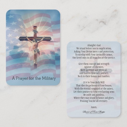 軍隊サービス聖札の人々のための祈りの言葉 名刺 (正面/裏面)