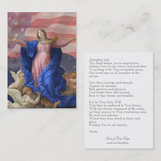 軍隊サービス聖札の人々のための祈りの言葉 名刺 (正面/裏面)