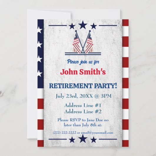 軍隊シンプルパーティー愛国的アメリカ国旗 招待状 (正面)