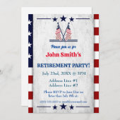 軍隊シンプルパーティー愛国的アメリカ国旗 招待状 (正面/裏面)