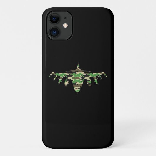 軍隊ジェット迷彩戦闘機の航空機シルエット Case-Mate iPhoneケース (裏面)