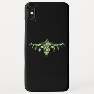 軍隊ジェット迷彩戦闘機の航空機シルエット iPhone XS MAXケース