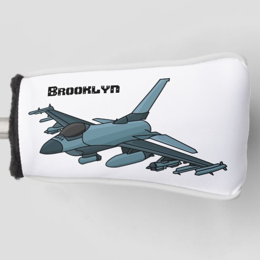 軍隊ジェット飛行機漫画 ゴルフヘッドカバー (正面)