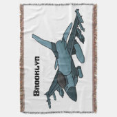 軍隊ジェット飛行機漫画 スローブランケット (正面縦)