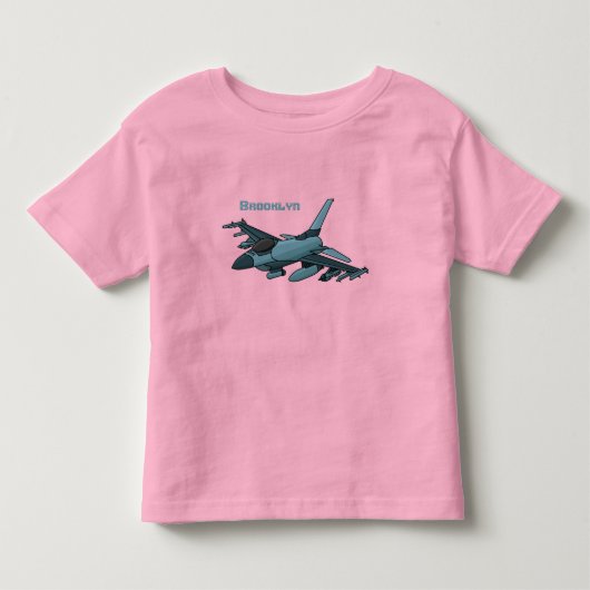 軍隊ジェット飛行機漫画 トドラーTシャツ (正面)