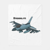 軍隊ジェット飛行機漫画 フリースブランケット (正面)