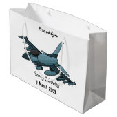 軍隊ジェット飛行機漫画 ラージペーパーバッグ (裏面アングル)