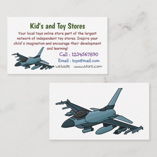 軍隊ジェット飛行機漫画 名刺 (正面/裏面)
