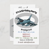 軍隊ジェット飛行機漫画 招待状 (正面/裏面)