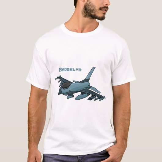 軍隊ジェット飛行機漫画 Tシャツ (正面)