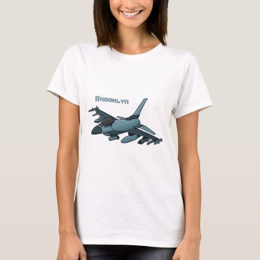 軍隊ジェット飛行機漫画 Tシャツ (正面)