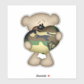 軍隊ジャイアントラブハート迷彩熊 シール (シート)