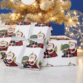 軍隊ソルジャーアンドサンタクロースカスタムクリスマス ラッピングペーパー