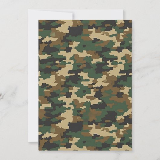 軍隊ソルジャーカモフラージュ誕生日 招待状 (裏面)
