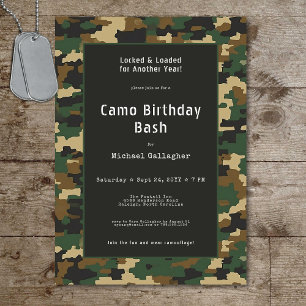 軍隊ソルジャーカモフラージュ誕生日 招待状