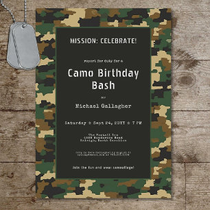 軍隊ソルジャーカモフラージュ誕生日 招待状